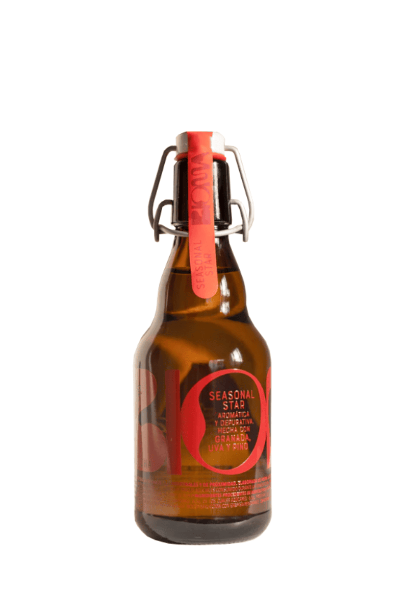 Kombucha de granada, uva y yemas de pino 330ml en vidrio retornable - Bioma