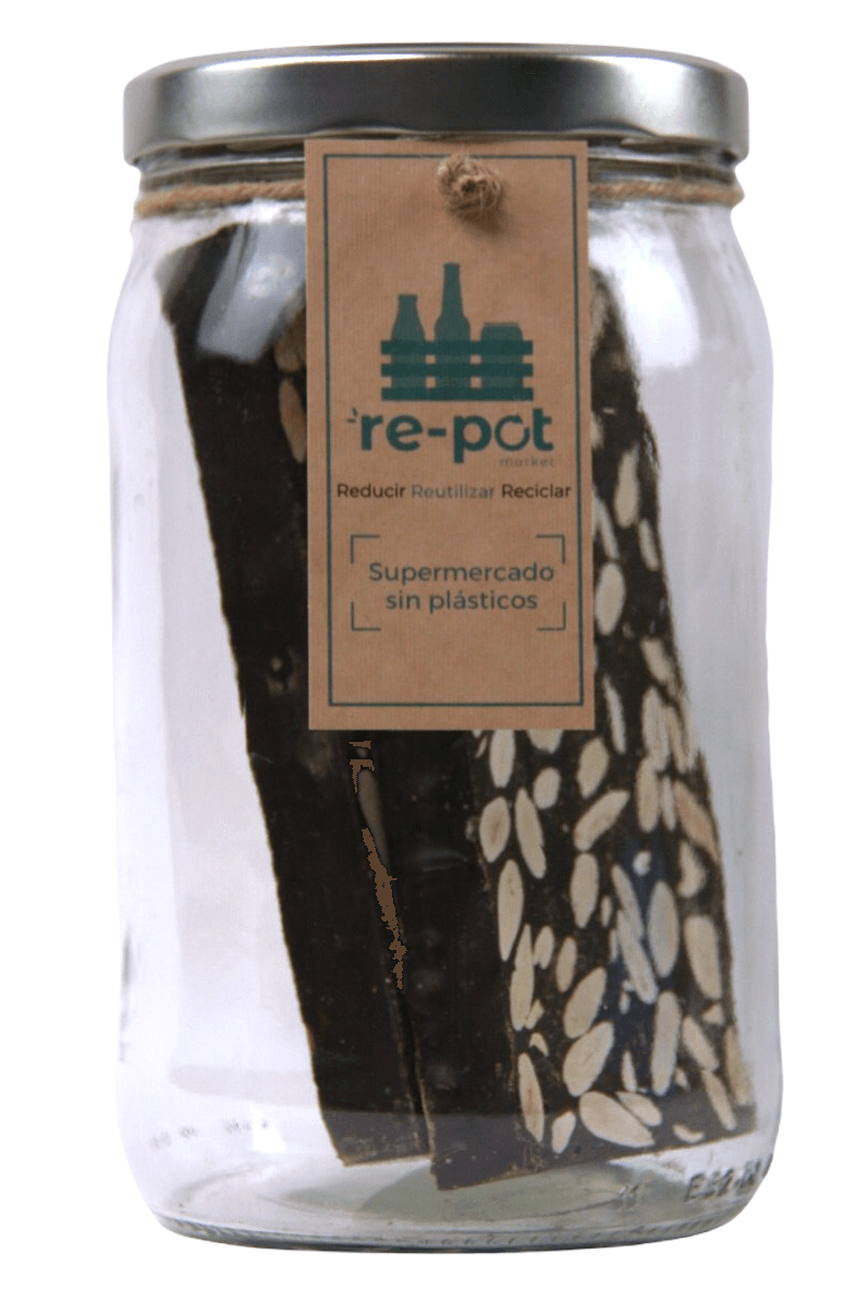 Turrón Artesano de Chocolate con Leche y Almendras en Vidrio Retornable (2 Uds) - Re-pot market