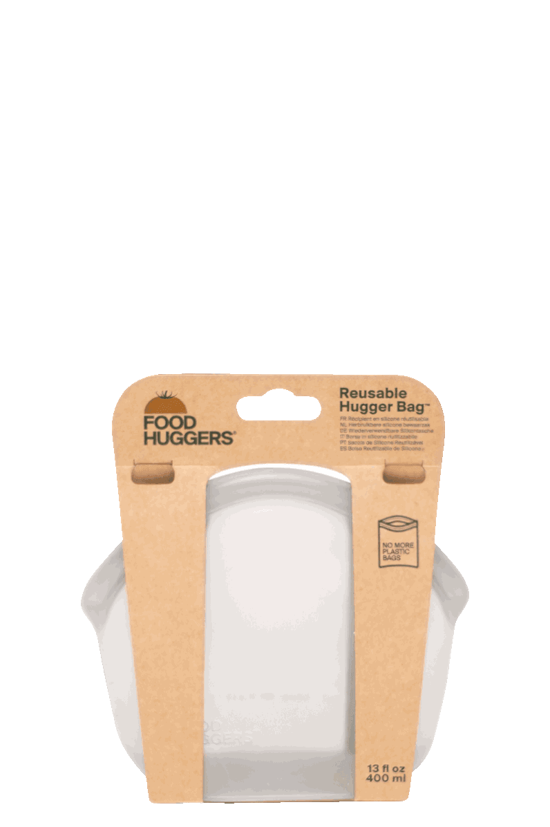 Bolsa reutilizable de silicona para almacenaje y transporte de alimentos - verde 400ml- Hugger Bag - Re-pot market