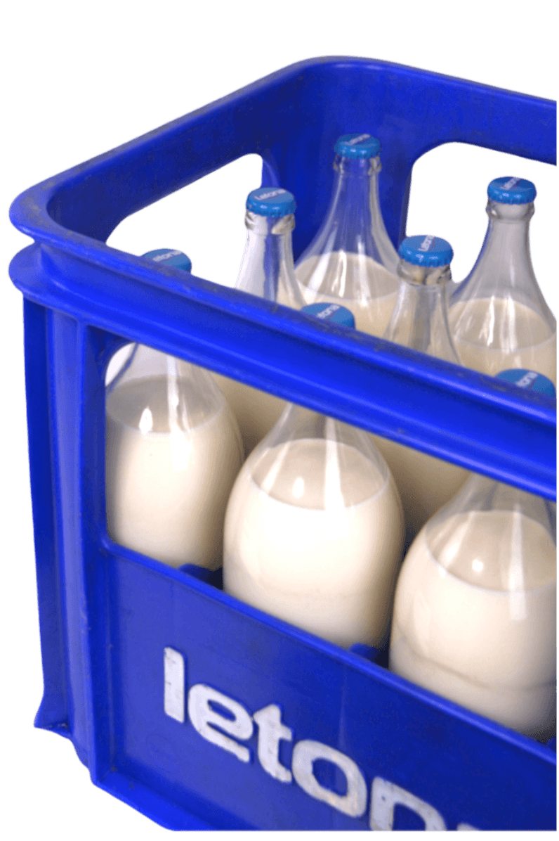 Leche Letona Semi-Desnatada 1 Lt en vidrio Retornable - Pack 12 Ud - Re-pot market