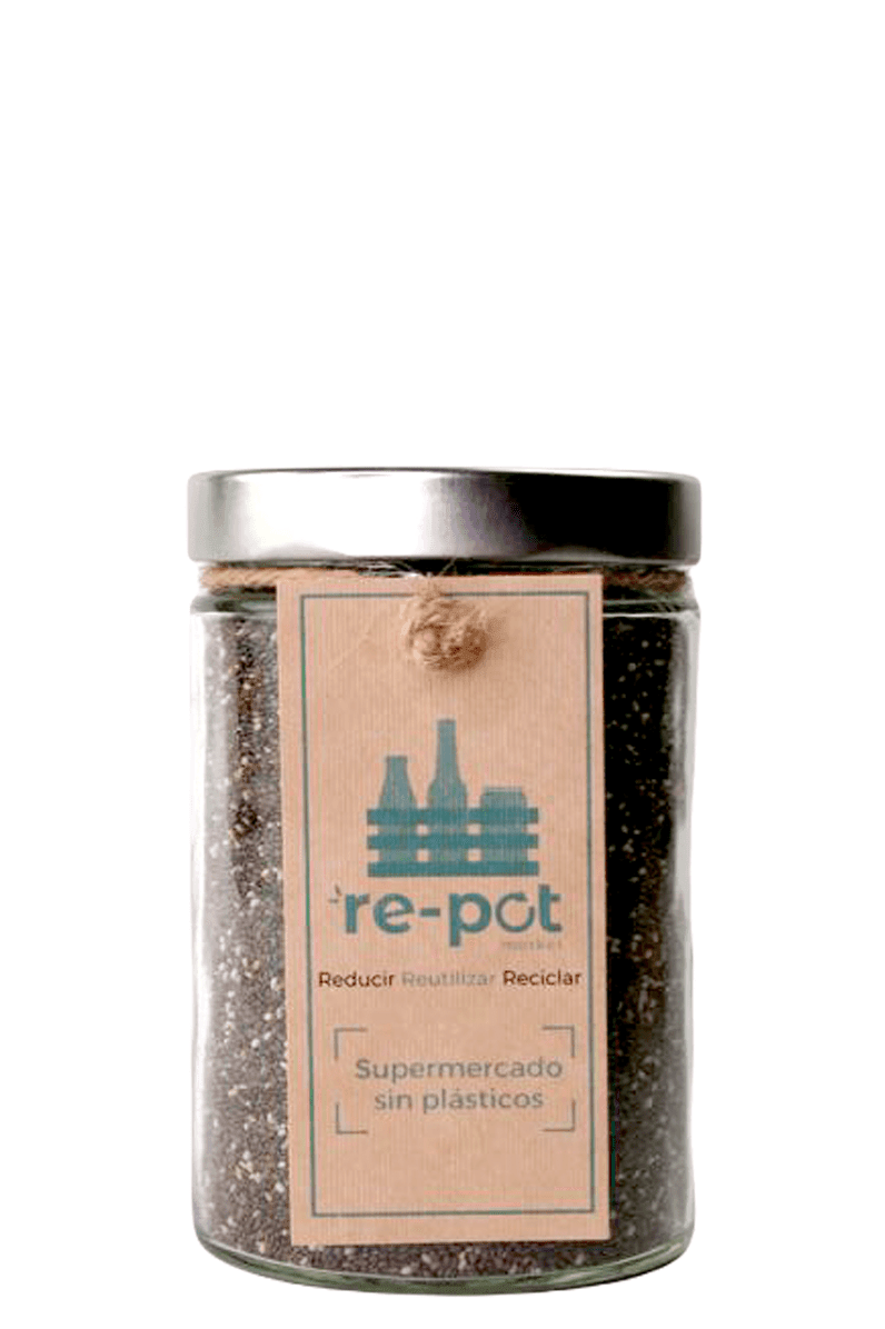Semillas de Chía negra en vidrio retornable 0,35 kg