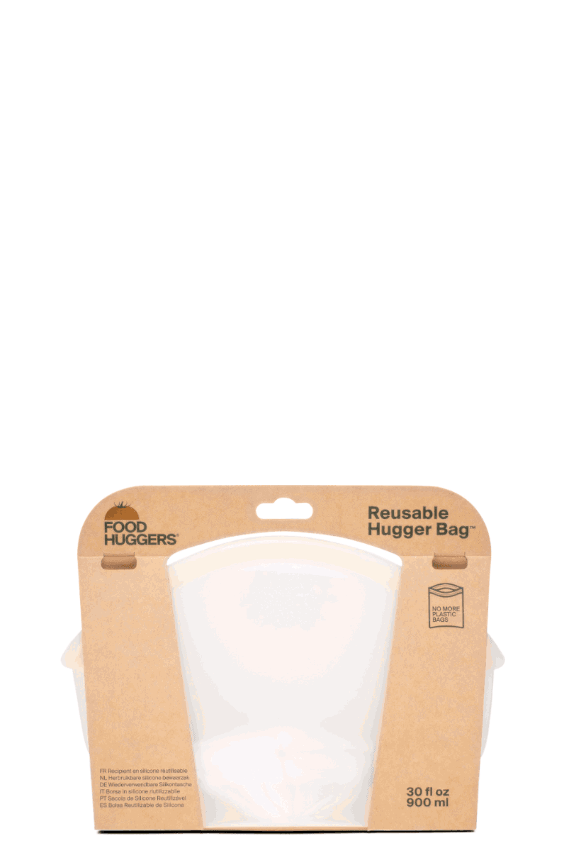 Bolsa reutilizable de silicona para almacenaje y transporte de alimentos - transparente 900ml- Hugger Bag - Re-pot market